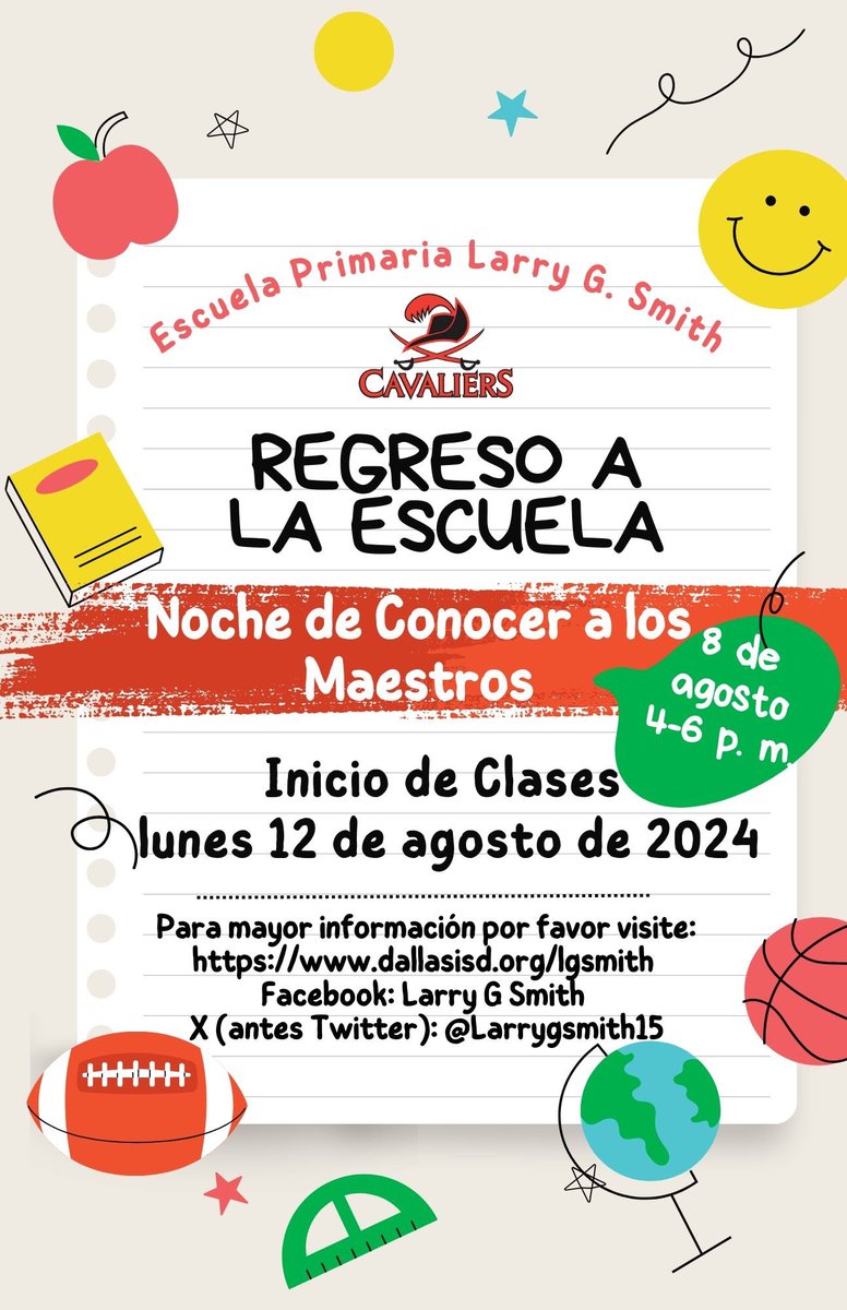 Join us tomorrow night as we kick off the 2024-2025 school year! School supply lists can be found on our website dallasisd.org/lgsmith

<a href="/Larrygsmith15/">Larry G. Smith Elementary School</a> <a href="/baverticalteam/">Ryan Bott</a>
