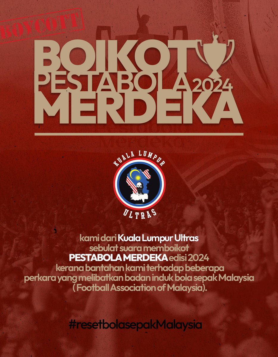Boikot!!!
FAM sepatutnya lebih memberi tumpuan kepada perlawanan liga yang sedang berlangsung .. Banyak perkara yang merumitkan pasukan dalam liga Super dan lain lain yang tidak mengambil kisah .. Ini sekaligus memberi kesan kepada pemain .. 
#resetbolasepakMalaysia