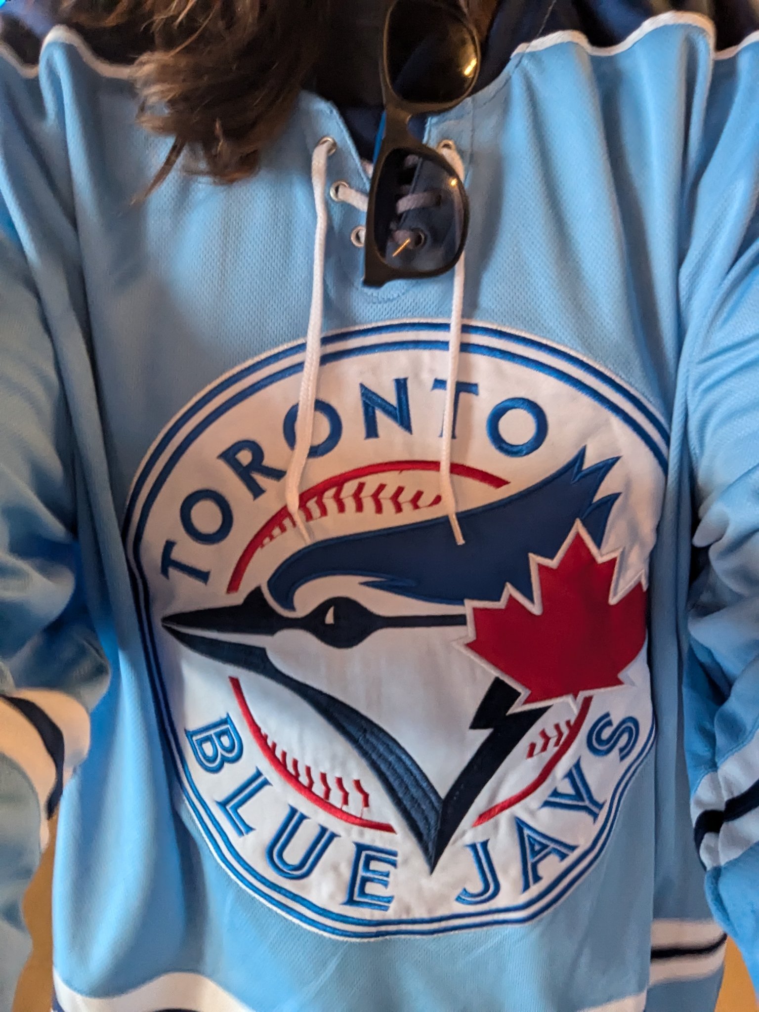 Patrick Walford on X I m pretty sure this BlueJays giveaway is an all timer. George Springer Hockey Jersey Giveaway. Nameplate Number Shoulder Patches Front Crest Logo all stitched. Really outdid them...
