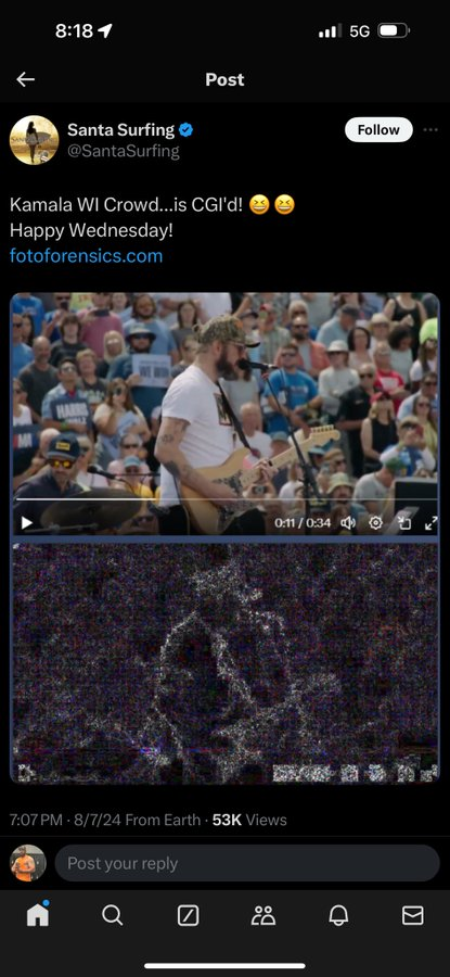 In2ThinAir's tweet image. ⚠ Fake Kamala Concert?! - IF true, this will be a VERY bad look for Kamala Harris &amp;amp; friends!

-Was CGI used during Kamala Harris rally concert?
 An image below says yes. Is it real? (Not my image)

 -My video below was a joke I made before I herd about this but since it may be…