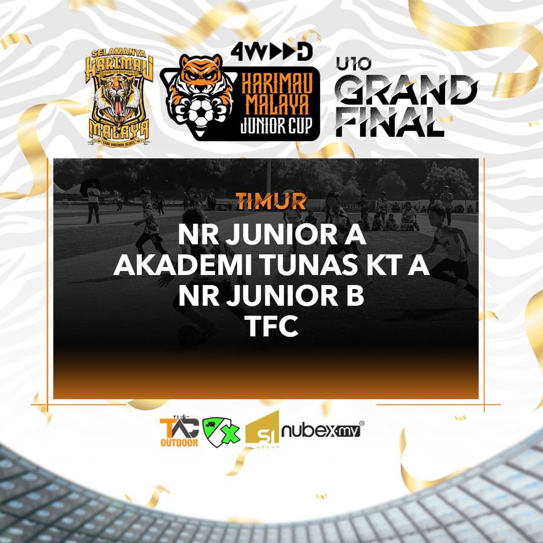 malaysianactive's tweet photo. Pasukan-pasukan U10 yang bakal berentap di Grand Final 4WARD Harimau Malaya Junior Cup 10 Ogos ini @ XFOX Arena, Subang

Jangan lupa bawa keluarga menonton Harimau Malaya The Untold Journey 15 Ogos ini!

Dibawakan oleh 4WARD 
SI Group | https://t.co/YrEzlyNubW

#HarimauMalaya https://t.co/Sb5naLDtS4