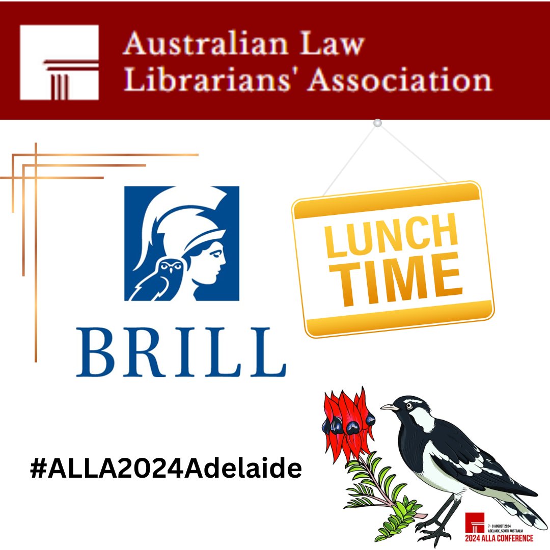 Read for lunch at the conference? Big shoutout to Brill - thanks for being a sponsor at #ALLA2024Adelaide conference.
#ALLA24 #LawLibrarians @BeziPubishing
😋🍽️☕🍰 #ConferenceLunch