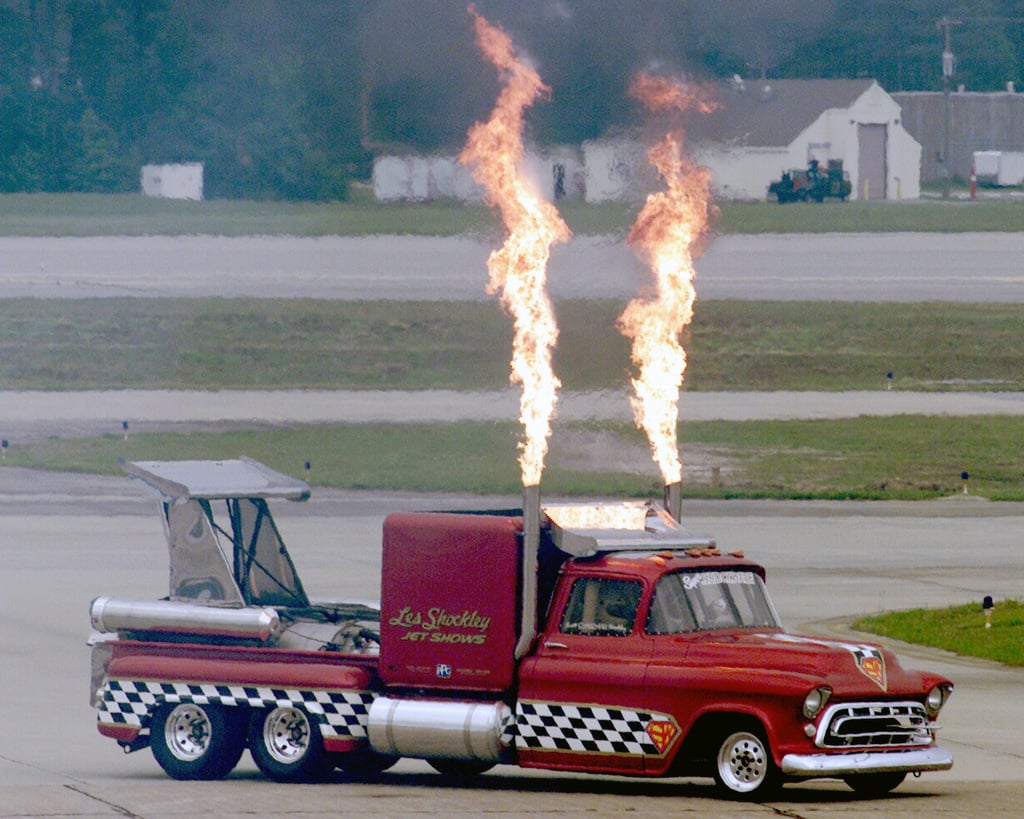 AllenIntelman's tweet photo. This is my #ClaimToFame! It was a Blast driving this Jet Truck "SuperShockwave" 300+MPH 5 times a weekend! From Milwaukee Eau Claire right upto Green Bay, Packerland, It's got a #Ripple effect. MSNBC did not report on any of this because it's not #fakenews https://t.co/pA9KKbgksi