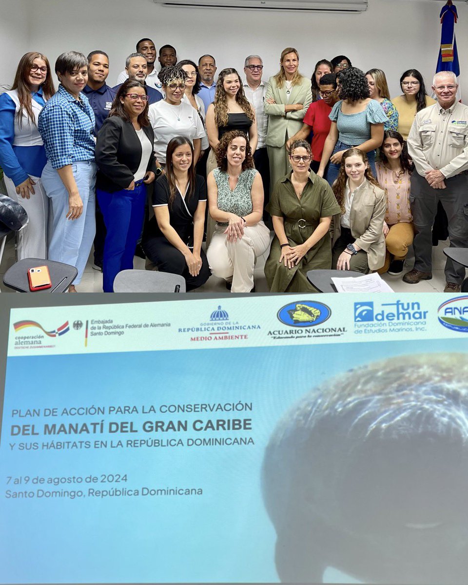 GermanAmbDR's tweet photo. #Alemania sigue con su compromiso de la protección de los manatíes y sus hábitats con varios proyectos. Feliz de abrir el taller del plan de acción y conservación en 🇩🇴 con @AmbienteRD @Fundemardr @AcuarioRDo para Lupita, Jean Pedro y sus compañeros.
🇩🇪🤝🇩🇴 https://t.co/L1GcdFPAKq