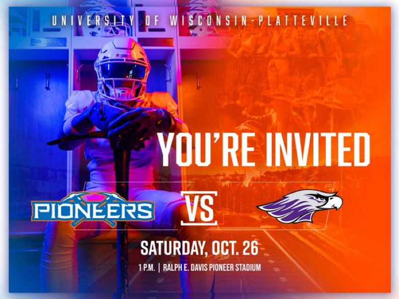 ParkerSchreind3's tweet photo. Going to be in Platteville on Oct 26!!! 
@CoachBauder5 @jweittenhiller 
@raccoonfootball https://t.co/bdchZRQfLw