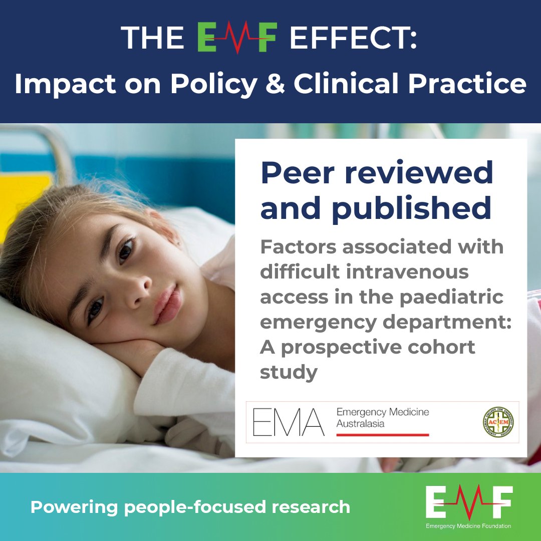 First attempt is the best attempt!

EMF-funded study on difficult intravenous access in kids shows early identification of DIVA patients is key to improving insertion success and reducing pain.

Congratulations to the team!

tinyurl.com/2twd4dwr

#emfresearch <a href="/PEM_Ultrasound/">Peter Snelling</a>