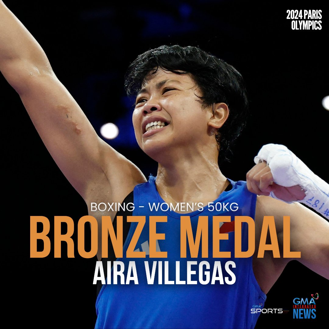 gmasportsph's tweet photo. MABUHAY ANG ATLETANG PILIPINO! 🇵🇭💪

The Philippines will now bring home 4 medals courtesy of Carlos Yulo's 2 gold medals in gymnastics and the 2 bronze medals by Aira Villegas and Nesthy Petecio in their respective categories in boxing.

Follow #GMASports for #Paris2024 updates. https://t.co/f0hNTFq0Kz