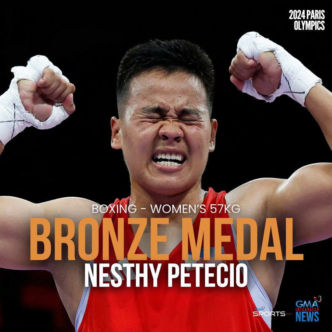 gmasportsph's tweet photo. MABUHAY ANG ATLETANG PILIPINO! 🇵🇭💪

The Philippines will now bring home 4 medals courtesy of Carlos Yulo's 2 gold medals in gymnastics and the 2 bronze medals by Aira Villegas and Nesthy Petecio in their respective categories in boxing.

Follow #GMASports for #Paris2024 updates. https://t.co/f0hNTFq0Kz