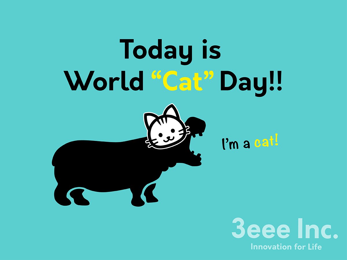 3eeeinc's tweet photo. こんにちは🦛
今日の札幌は☁️です
#今日は何の日
8月8日は #世界猫の日 です🐈
日本では2/22で定着してますが
各国で猫の日の日付が違うんですね💡
という訳で2年振りに
#3eee のマスコット
カバ科の猫(自称)をご覧ください!😸
#企業公式が毎朝地元の天気を言い合う
#企業公式夏のフォロー祭り https://t.co/rTfqufUm9n