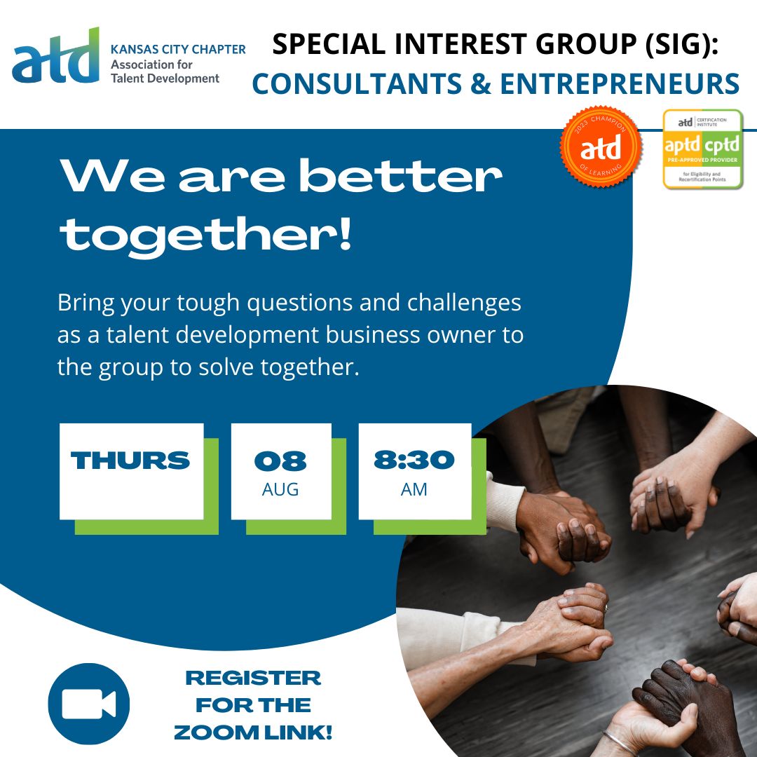 ATDKC's tweet photo. What are you doing in the morning?

Grab some coffee, hit "join meeting", and let's tackle some consulting challenges together!

See you at 8:30am! Register on our site to get the zoom link! https://t.co/I3EBnvQwC8