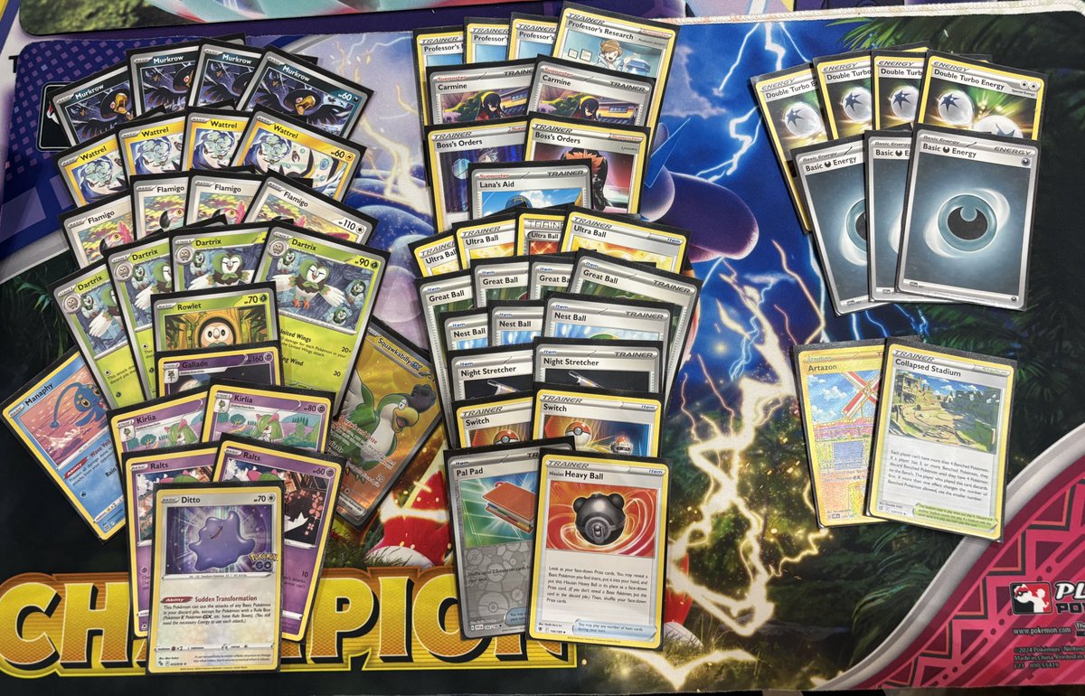 TempoPTCG's tweet photo. Lost in top 8 of our local 100 Prize Pack event. List felt insane, whiffed an energy in my final game to put the nail in the coffin. Deck was all gas no brakes. Can’t complaining about 8/26

MU’s
Rd 1. Kingdra W
Rd 2. Turbo Hands W
Rd 3. Dragapult W
Rd 4. Zard W
Rd 5. ID

Top 8. Cpao L

Drop questions below. Don’t ask about no ace spec, completely blanked on it, play survival brace or Legacy energy.

#TSSWIN
