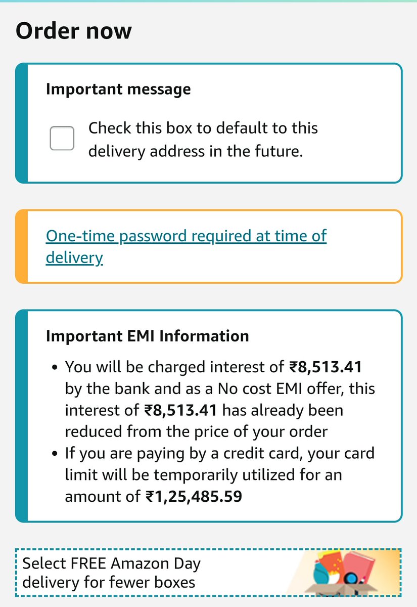 Ravi_JGD's tweet photo. Dear @amazonIN , not sure you quite understand that people opt for emi when they don't have the full amount to pay at one shot. But you want to "temporarily" charge me full amount to setup emi. Payment will obviously fail. Is it not common sense?@JeffBezos , what say? https://t.co/8AbWq4Gum7