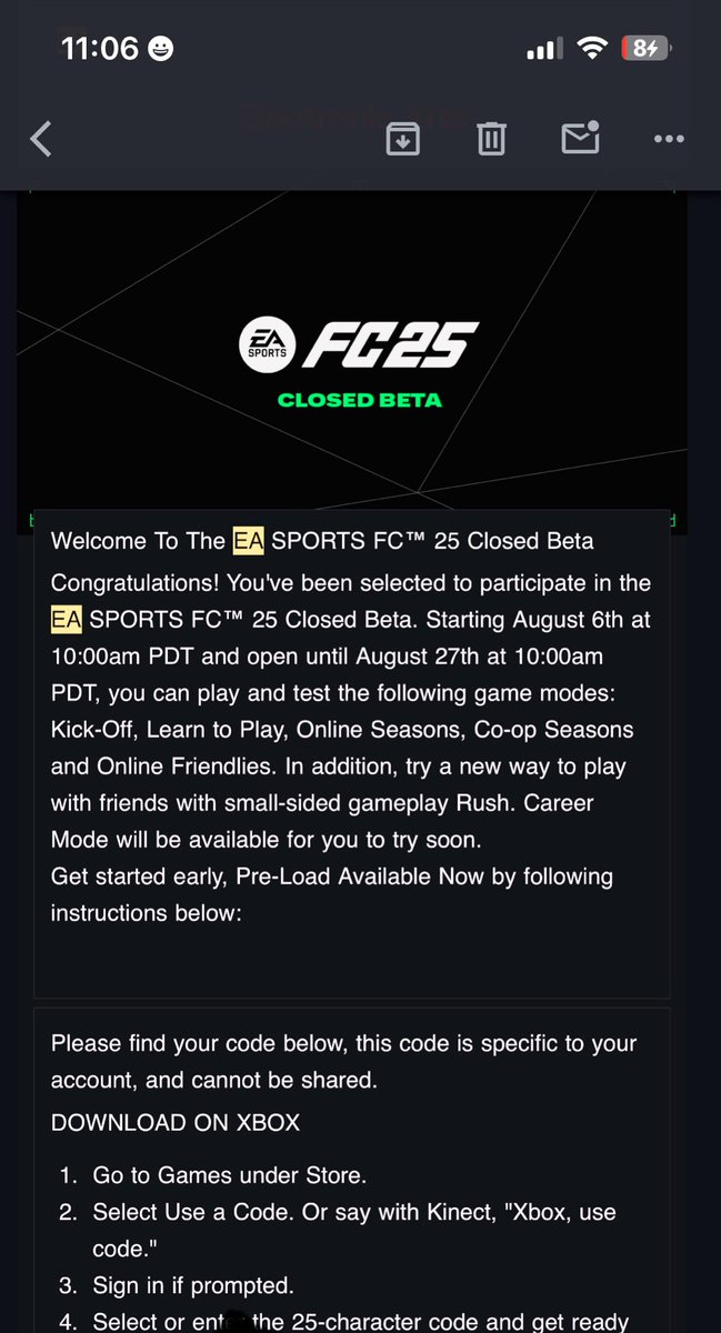 messidedios5881's tweet photo. Who want the beta code Xbox only #FC25 https://t.co/Dk5ufhB8s3
