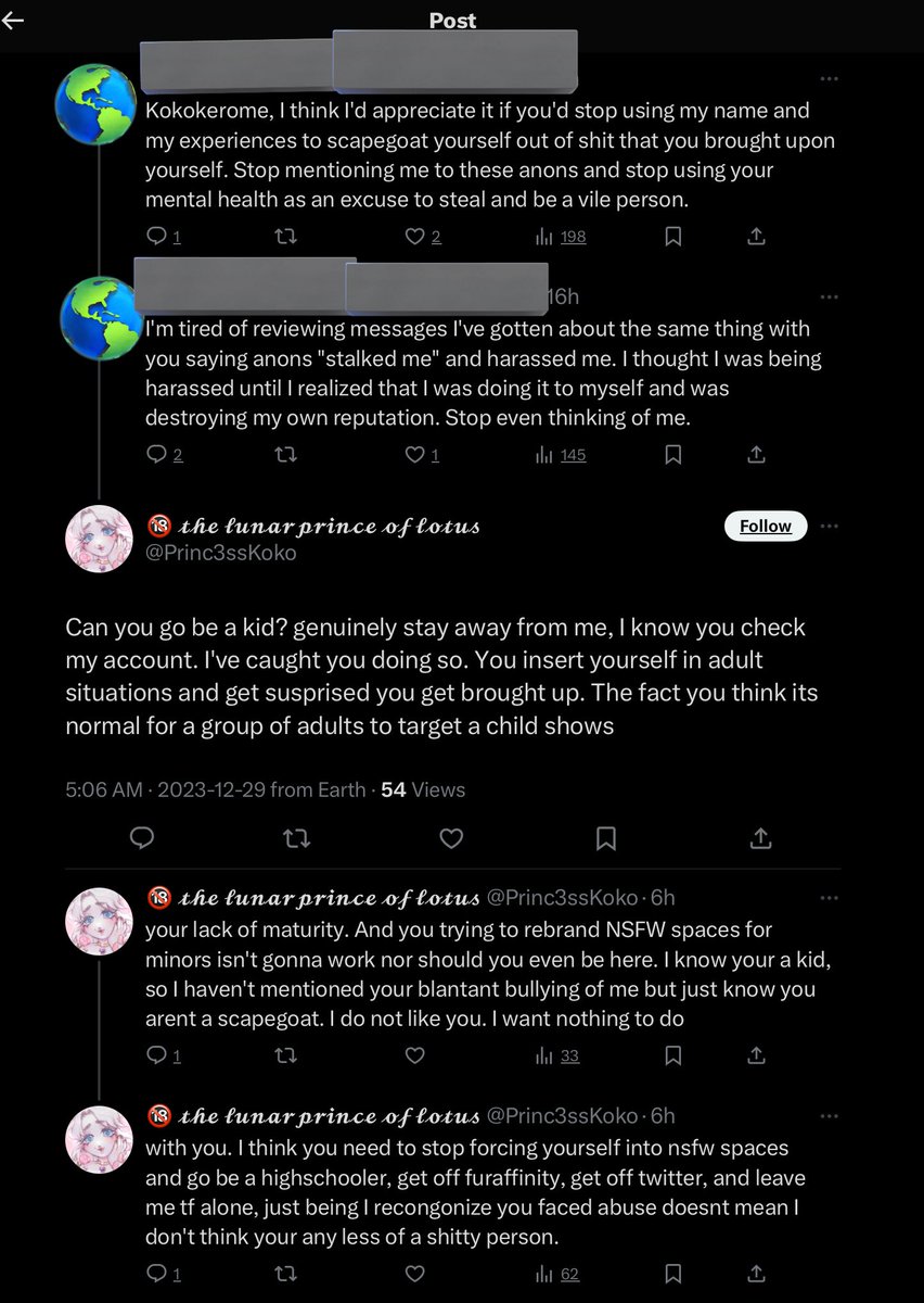 eepymortician's tweet photo. reminder that this person harassed a minor, and doesn’t believe that the same minor was groomed by Ryter, Lea and Beau. 
The blocked out @ is a minor, &amp; other quotes from this person have also been included. https://t.co/CyFQp0ViOe