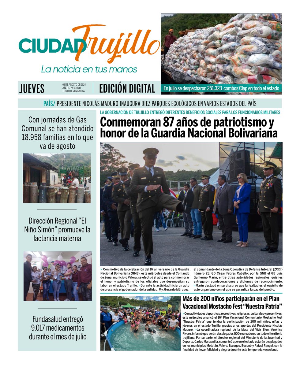 #FelizJueves Esta es nuestra portada de hoy #08Agosto  ¡La noticia en tus manos!