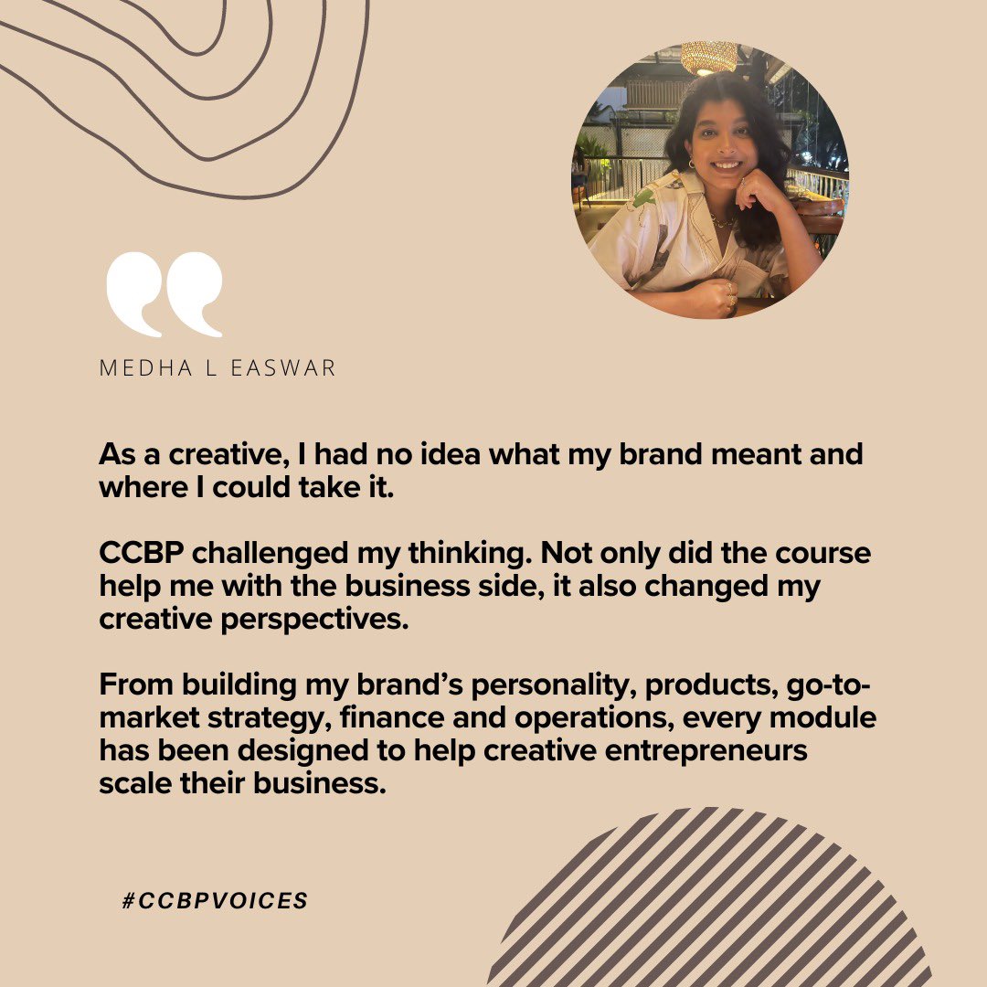 CCBPatIIMA's tweet photo. 🌿✨ Art by Medha is an Indian art label that savours the love of slow living. 

Each piece celebrates and mimics life in all its simplicity, inviting everyone to find a piece of themselves in it. 🖼️💫

Hear her experience at @CCBPatIIMA! 

#CCBPVoices #CCBP2024 https://t.co/uhkAOppKDB