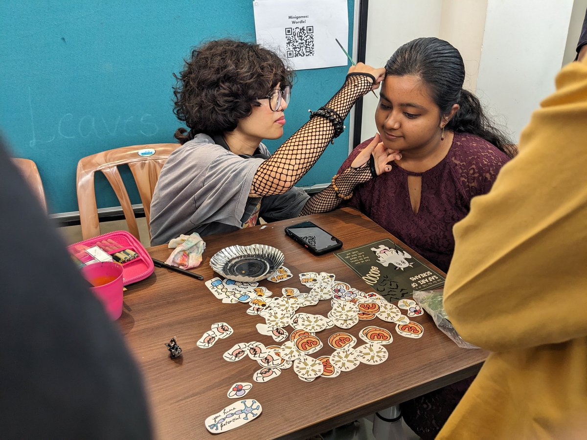 flygal_antara's tweet photo. BioClub stall buzzing with activities during the Club Mela event @ Campus week celebrations.

My favourite has to be the stickers made by the students - they printed them, glued them and cut them out to shape. 
The neuron sticker says 'you have potential ' 😄 https://t.co/sAViCBSfDh