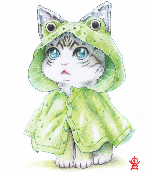 猫の絵を貼らなければ(使命感)!#世界猫の日 #色鉛筆画 