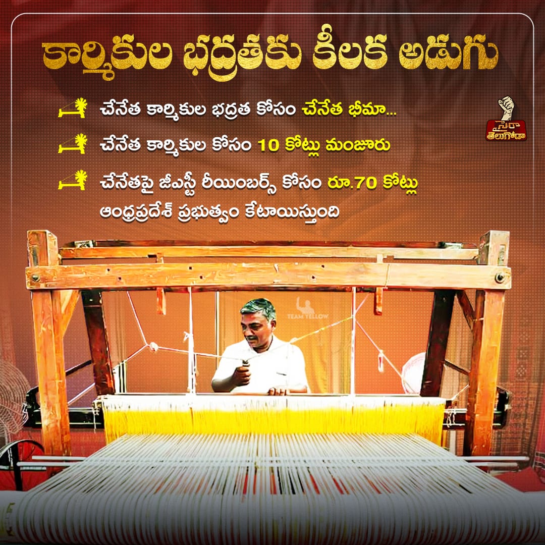 BG_TDPOfficial's tweet image. చేనేత కార్మికుల భద్రత కోసం చేనేత భీమా వెంటనే 10కోట్లు మంజూరు ...!

#ChandrababuNaidu 
#NationalHandloomDay
#CBNForDevelopment
#TeluguDeshamParty
#AndhraPradesh