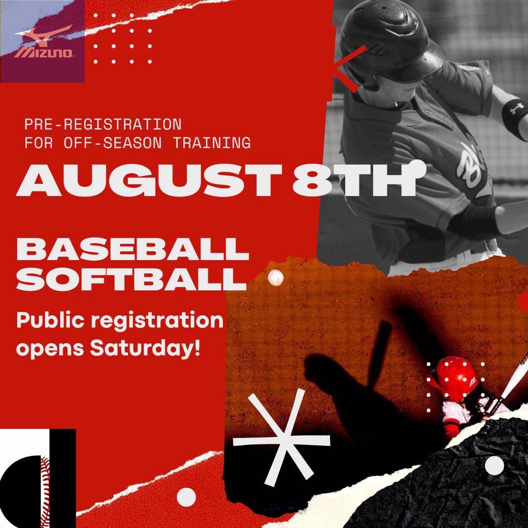 Diamondawgs Off-Season Baseball &amp; Softball Programs
Advanced registration for returning athletes Aug 8th at 9am
Public registration opens Aug 10th at 9am
Info at Diamondawgs.com
