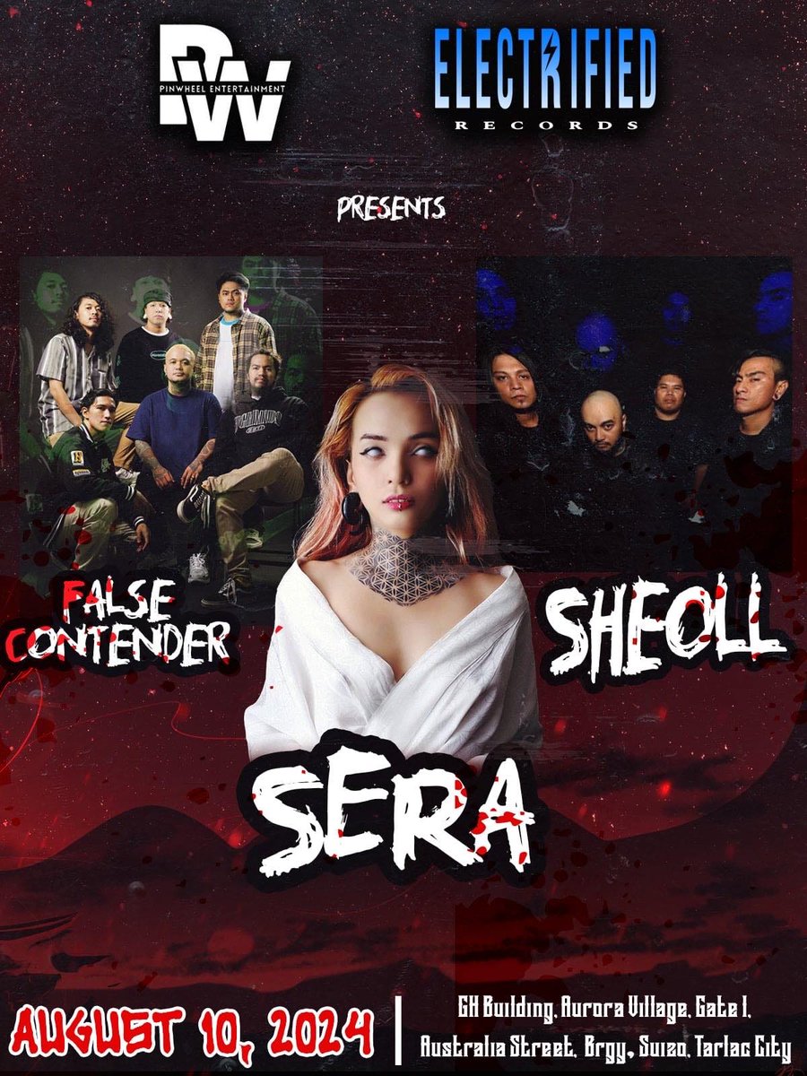 BANDSCAPES's tweet photo. Pinwheel Entertainment and Electrified Records proudly present an exceptional evening of musical artistry on August 10, 2024. Tarlac City. 
#sheoll
#falsecontender
#trish
#electrifiedrecords
#hardcoreband
#metalcore 
https://t.co/sQbGeugm0v via @BANDSCAPES #METALISLAND https://t.co/MX4awg2yU4