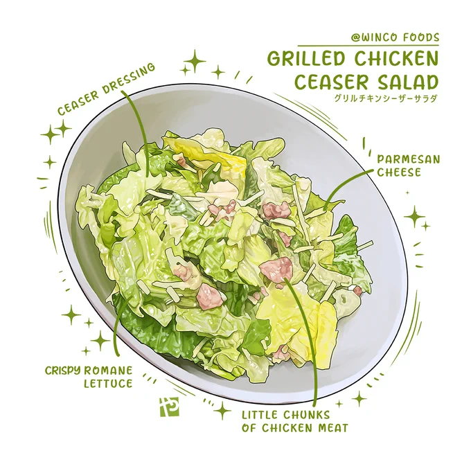 NEW FOOD ILLUST This piece is for the food monthly challenge group I'm in at IG, this months theme was Salad. This was a challenge, bc I rarely eat salads, I wish I had more time to find someplace that did a nice salad, but instead I just bought a boring grocery store salad. 