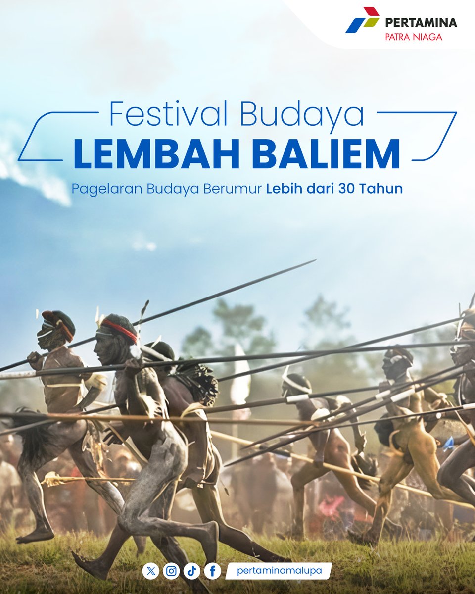 pertaminamalupa's tweet photo. Tepat di minggu pertama bulan Agustus ini, ada Festival Lembah Baliem di Papua yang menyuguhkan berbagai acara seru, lho! Penasaran gimana serunya festival ini? Yuk, langsung aja cek postingannya, Sob! 🎉

#FestivalLembahBaliem #SaPakaiEnergiUnggul #EnergizingYou #MalupaTangguh https://t.co/pMYUmsL9q4