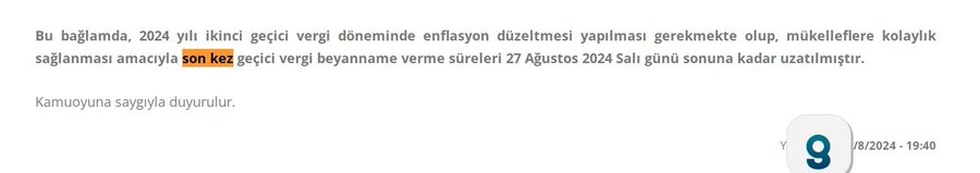 "Son Kez"
-Hayırdır geçici vergi kalktimi?
-Bu bir parmak sallamami?
-Enflasyonu biz mi bozduk?
-Mali durumu bizmi kotulestrdik?
-Aylarca izinmi kullandık?
-Mukellefin  iadelerini  bizmi beklettik?
"Ne istediyseniz verdik" 
"Ücretsiz elemaniniz olduk"
❌️açıklama bekliyoruz.❌️