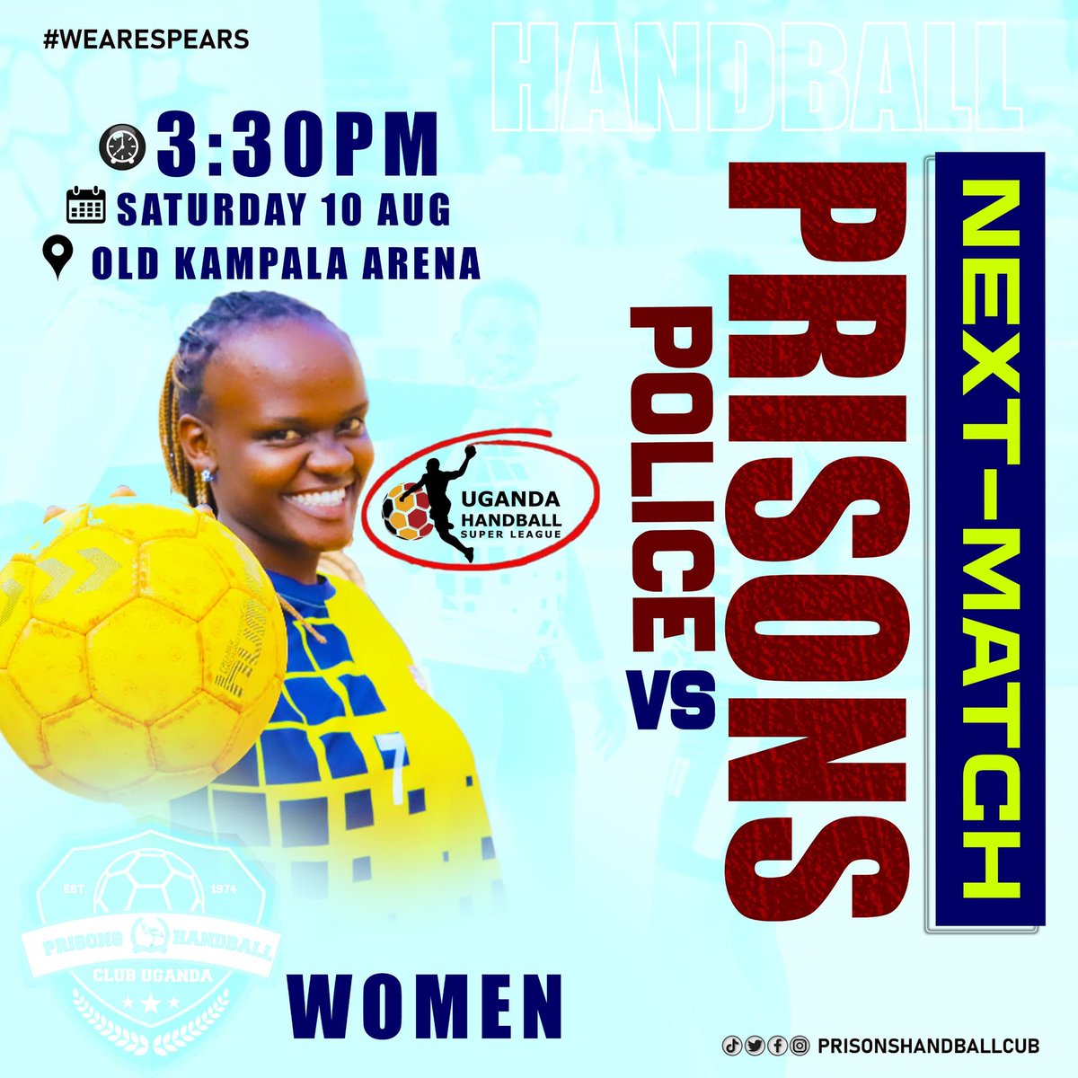 prisonshandball's tweet image. #MatchAlert
Prisons Lady Spears 

Two military giants, Prisons HC and @PoliceUg, face off in a battle of strength, skill, and strategy. This is more than just a match, it's a clash of pride, honor, and bragging rights.

Details: See poster 

#PRISPOLCLASH
#prisonshandballCLUB