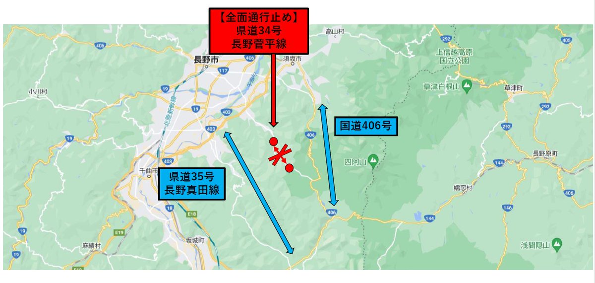 通行規制 のお知らせ】 県道34号長野菅平線は、以下のとおりお盆期間中