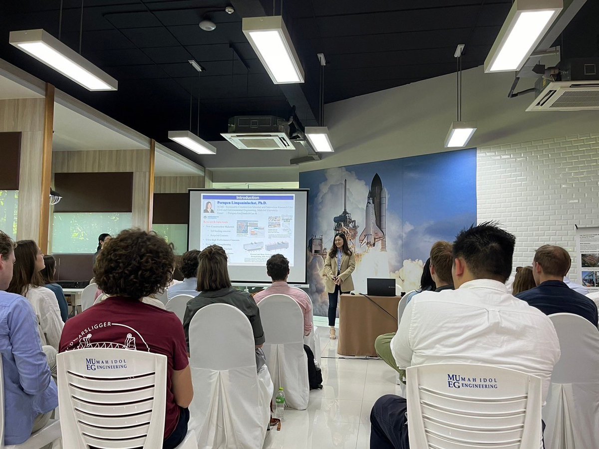 MahidolEG's tweet photo. 8 Aug 2024: the Faculty welcomed 30 Civil &amp; Transport Eng students from TU Delft University of Tech who were on a field trip. Dr Pattaraporn Posoknistakul (Asst Dean), Dr Teerapan Ornthammarat (Head of Civil Eng), et al, outlined the Faculty in a series of brief presentations. https://t.co/xIRoiD4g5P