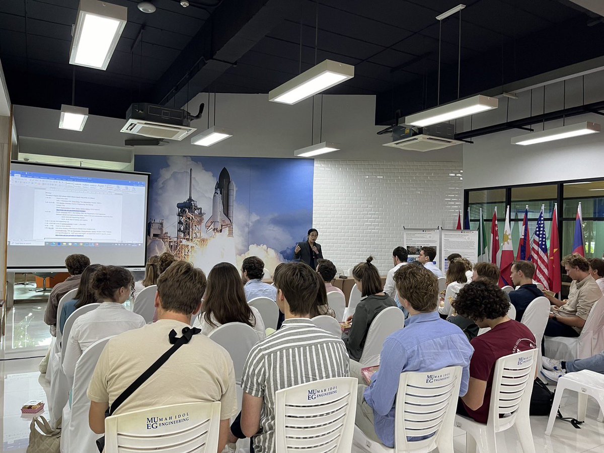 MahidolEG's tweet photo. 8 Aug 2024: the Faculty welcomed 30 Civil &amp; Transport Eng students from TU Delft University of Tech who were on a field trip. Dr Pattaraporn Posoknistakul (Asst Dean), Dr Teerapan Ornthammarat (Head of Civil Eng), et al, outlined the Faculty in a series of brief presentations. https://t.co/xIRoiD4g5P