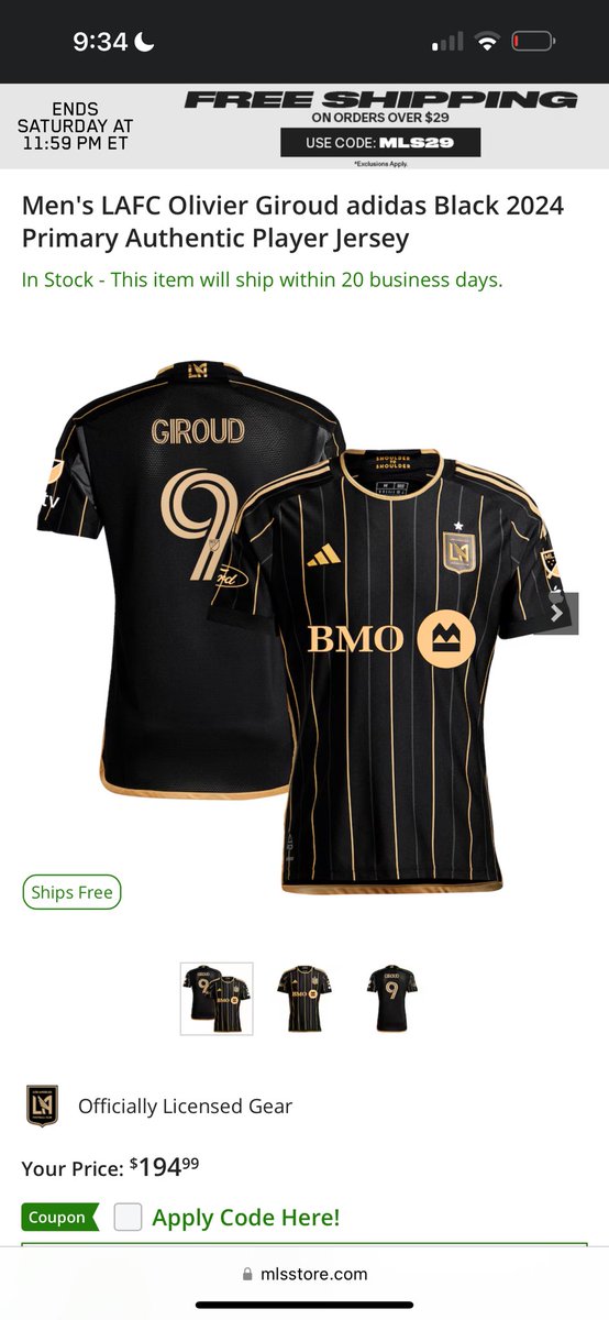 BayAreaSprtsFan's tweet photo. Since when are people paying $200 for a soccer shirt? 

Seems significantly overpriced for a MLS club to be charging supporters or fans of a specific player this much to act as a walking billboard. 🤯 

#mls #lafc #AllezLesBleus https://t.co/05cOw9WWnc