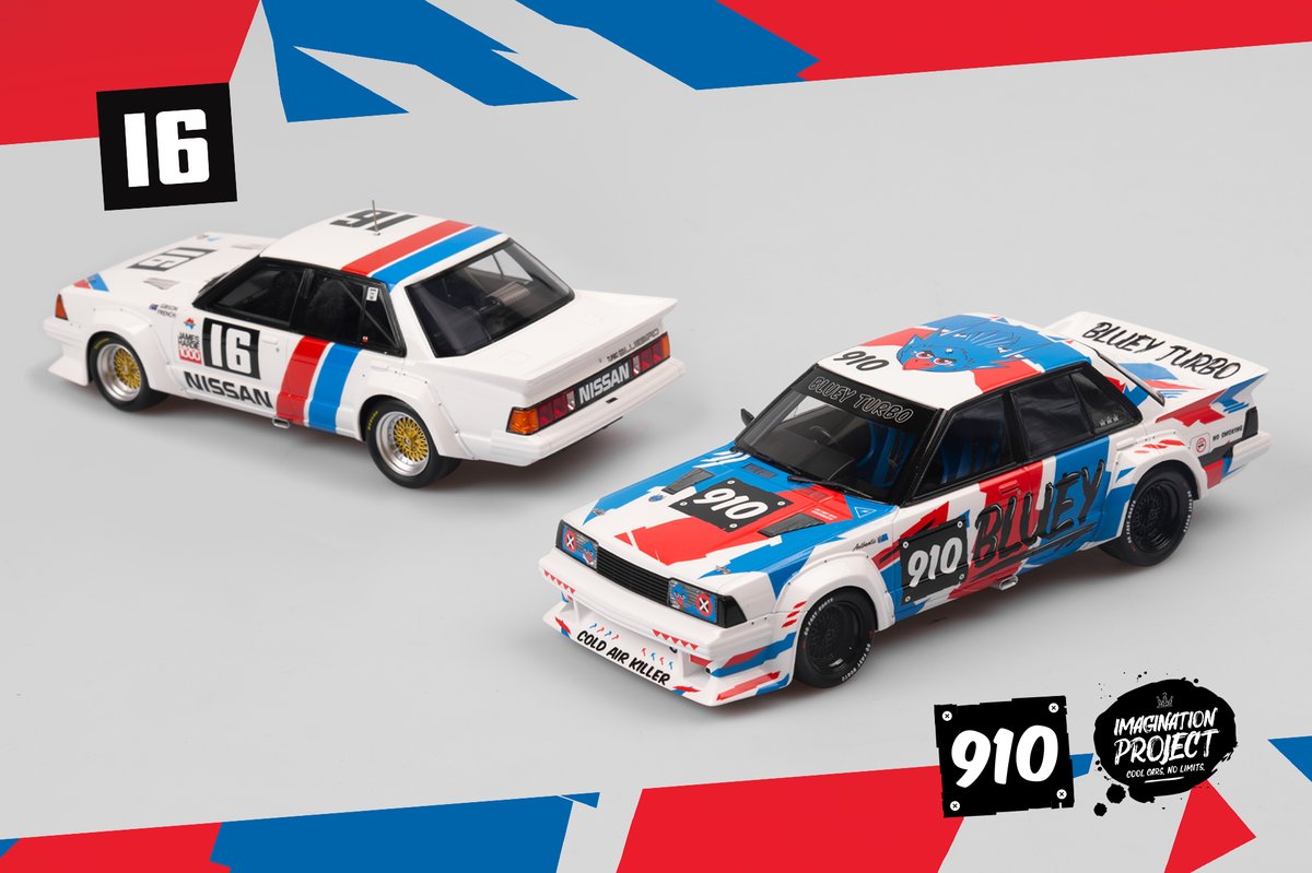 AuthenticAUS's tweet photo. It's Bluey Week here at Authentic Collectables! We've got two brand new incredible 1:18 Nissan Bluebird Turbo models which have just arrived that are now in stock online and should be arriving at stockists very soon, if not already. Stock is limited: https://t.co/rMbW899gHJ https://t.co/LuoudLGI4e