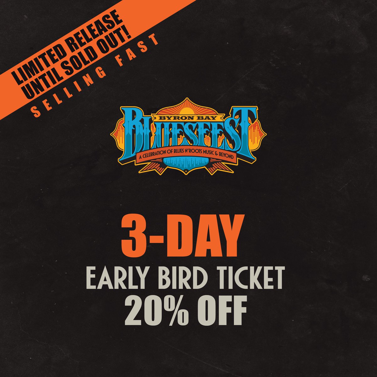 Get 20% Off with our 3 Day Early Bird Tickets!
This allocation is Sellling Fast - get in before they sell out.
Tickets: moshtix.com.au/v2/event/byron…
