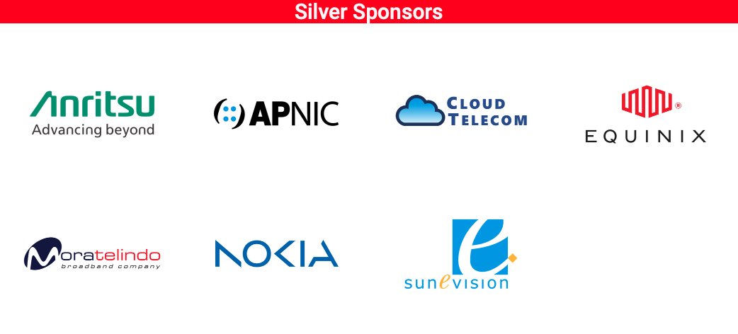 SGNOG_OC's tweet photo. 𝗧𝗛𝗔𝗡𝗞 𝗬𝗢𝗨, @Anritsu, @APNIC, #CloudTelecom, @EquinixAPAC, @Moratelindo, @Nokia, #SUNeVision for your generous support of #SGNOG11!

Sign up for 𝗦𝗚𝗡𝗢𝗚𝟭𝟭 𝗖𝗢𝗡𝗙𝗘𝗥𝗘𝗡𝗖𝗘 today!
https://t.co/uqmof3zxU9

#SGNOG #conference #KeeperofTheNet https://t.co/sAxcSuMif9
