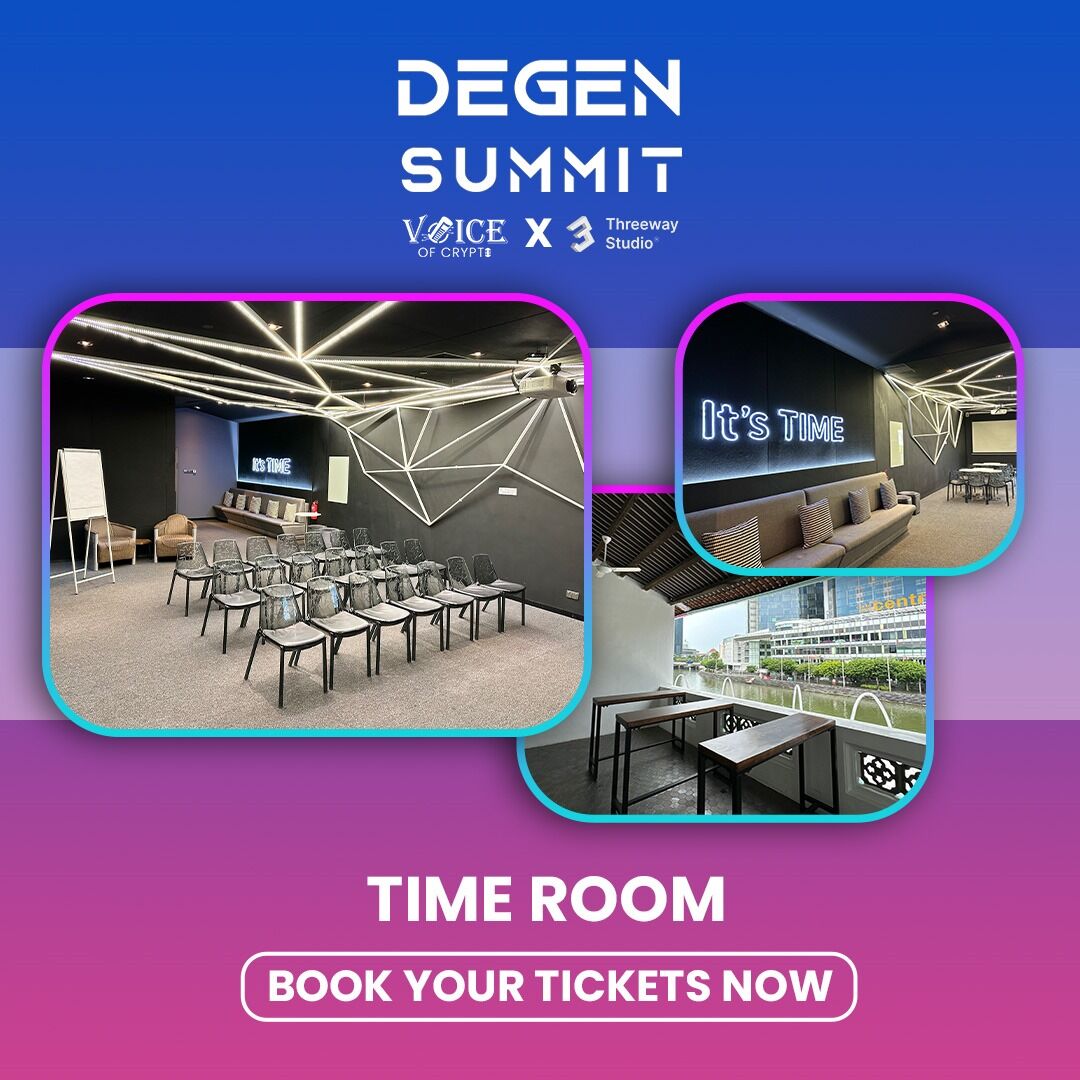 DegensummitOg's tweet image. Welcome to the #TimeRoom at #DeGenSummit2024!
Perfect for #pitchpresentations, #networking, and more. It&apos;s the ideal space to elevate your #ideas and connect with #innovators. 🚀

Book your slots now: degensummit.com

#Demoeve #Blockchain #Web3 #Web3Event #Crypto