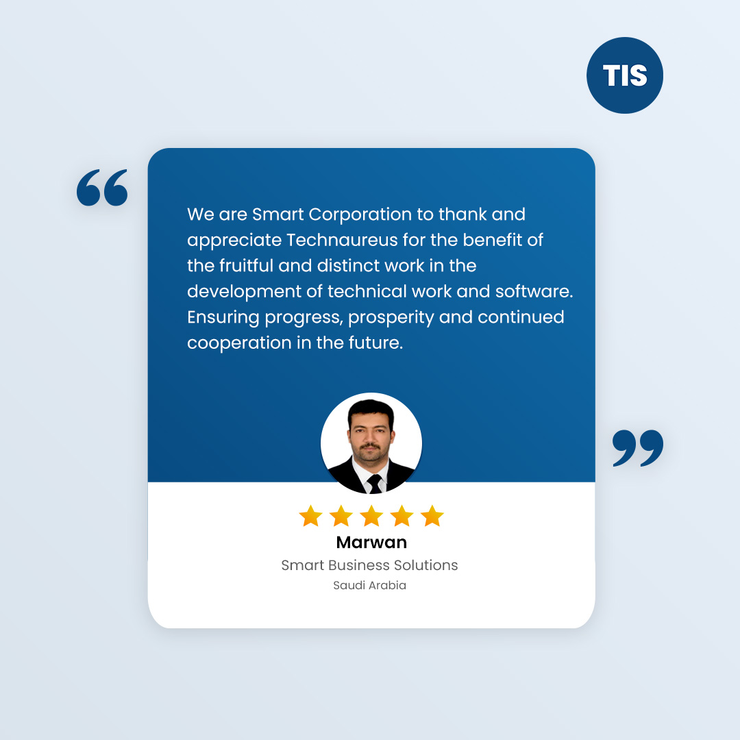 technaureus's tweet image. We&apos;re grateful for the kind words from Marwan at Smart Business Solutions. Here&apos;s to more fruitful collaborations. Thank you, Marwan

#ClientSuccess #clientsreiew #success #technaureus #tis