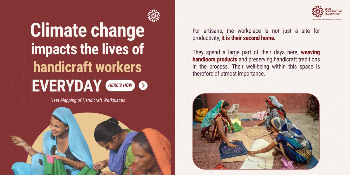 SEWAFed's tweet image. In partnership with Urban Design Square, we conducted a #HeatMapping study at SEWA Abodana Handicraft Cooperative’s workplace. These findings lay the groundwork for future studies in the space. Read our blog here 👉🏽 lnkd.in/gmCWa_VB and stay tuned for the final publication