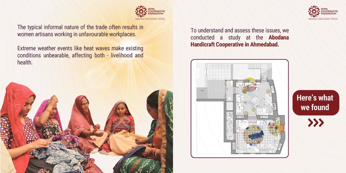 SEWAFed's tweet image. In partnership with Urban Design Square, we conducted a #HeatMapping study at SEWA Abodana Handicraft Cooperative’s workplace. These findings lay the groundwork for future studies in the space. Read our blog here 👉🏽 lnkd.in/gmCWa_VB and stay tuned for the final publication