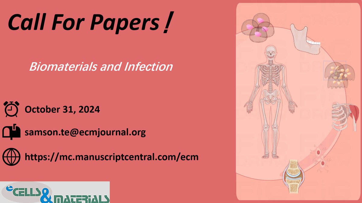 gan_aries's tweet photo. 📢#eCM We are excited to share a Call For Papers for Topic:"Biomaterials And Infection" @eCM_Journal 

Submission Link: https://t.co/MJkNfmAX1i

Any Question: samson.te@ecmjournal.com

#Bone #Orthopedics  #OA #cfp #ResearchPapers 
#ScientificResearch #Tissue_engineering https://t.co/zFyMExNoqX