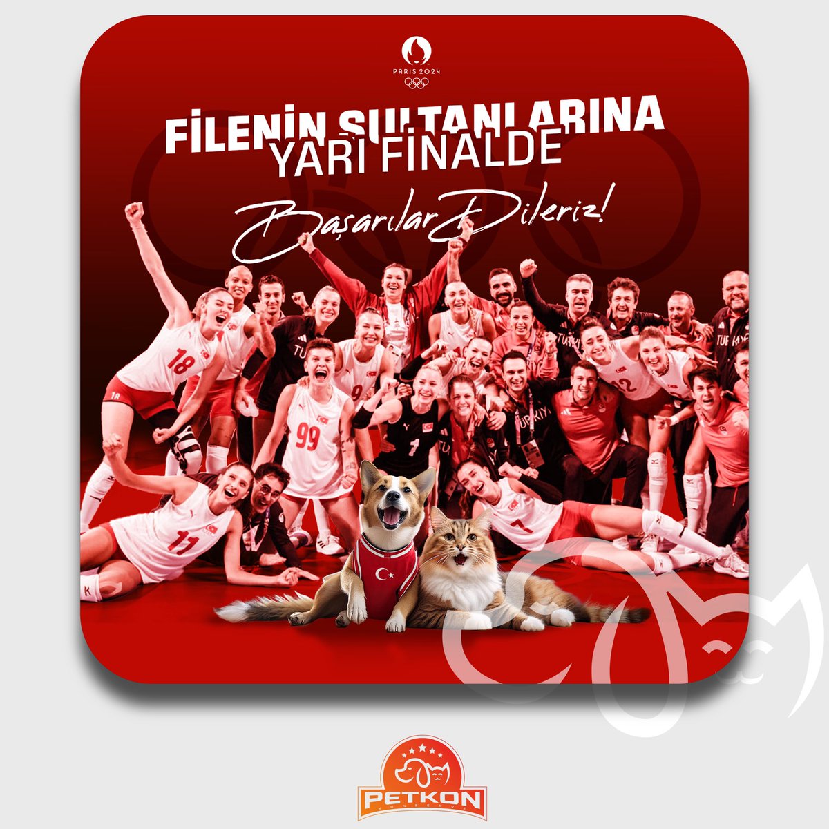 🇹🇷 Petkon Konserve Ailesi olarak A Milli Kadın Voleybol takımıza Paris 2024 Olimpiyat Oyunları yarı finalinde başarılar dileriz.

#petkonkonserve #parisolympics #fileninsultanları #amillikadınvoleyboltakımı #parisolympics2024