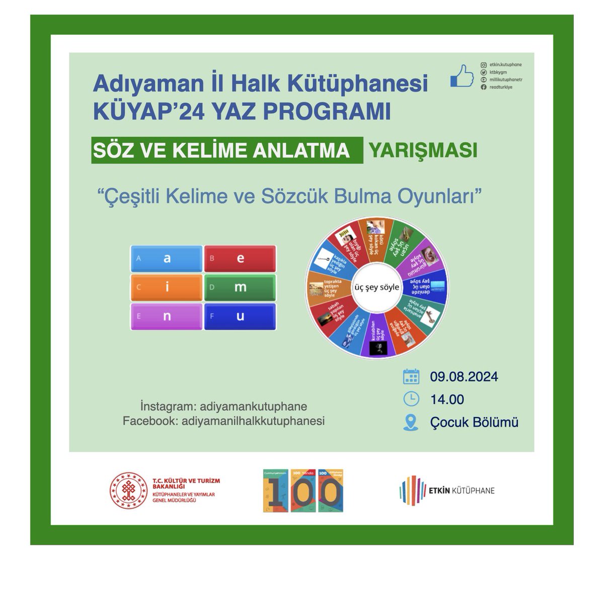 ad_halk's tweet photo. 🎈KÜYAP’24 Yaz Programımız Devam ediyor . Detaylı bilgiye görselden erişebilirsiniz… @TCKulturTurizm @KTBKYGM @etkinkutuphane @ReadTurkiye @TanerBeyoglu @filizkarabulut3 https://t.co/OElTowbtju