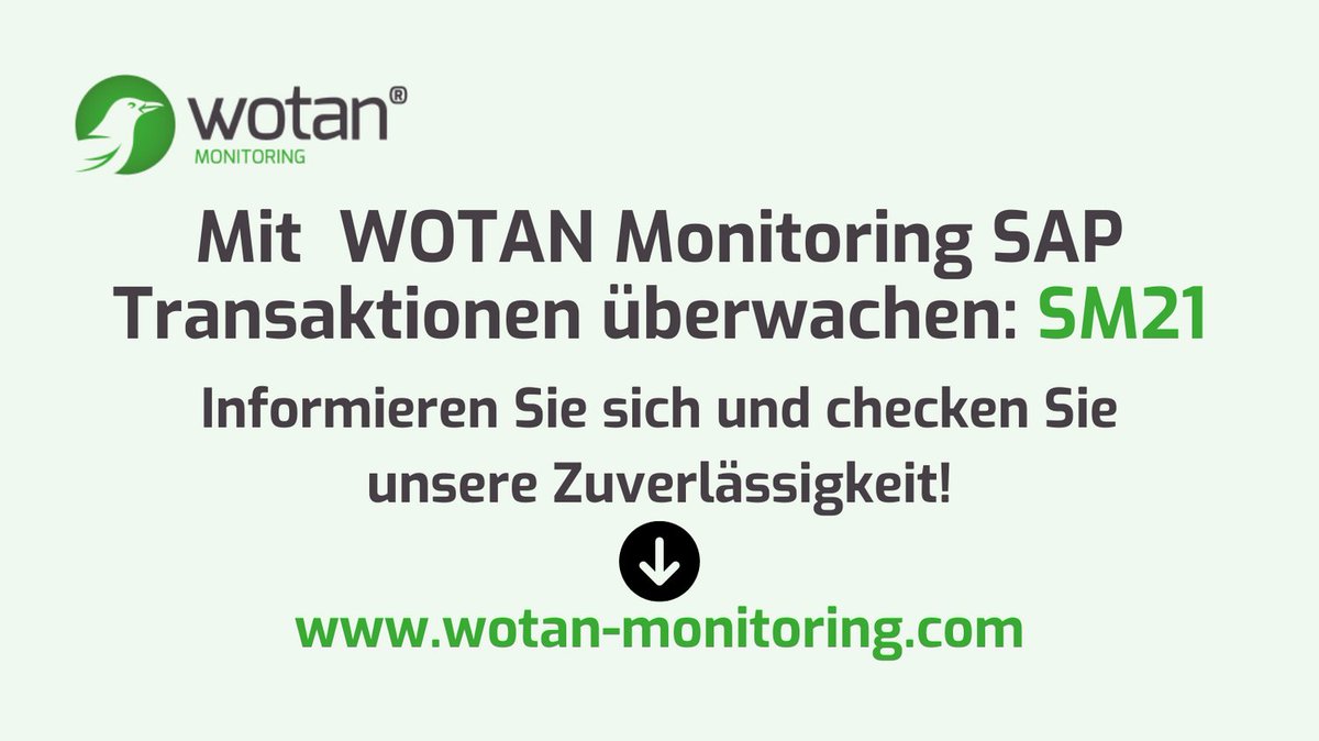 WotanMonitoring's tweet photo. 🔔 Prüfungen für SAP in WOTAN Monitoring! 🔔
Mit WOTAN Monitoring können Sie beispielsweise die SM21 Transaktion in SAP überwachen. Mehr erfahren: https://t.co/ynEFA1gXnf
#SAPMonitoring #SM21 #WOTANMonitoring #ITMonitoring #SystemLog #Compliance #Automation #Graz #Austria #WOTAN https://t.co/4SmuLRm5O3