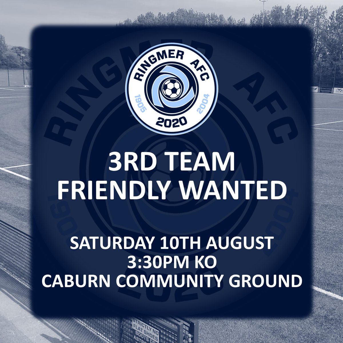 RingmerAFC's tweet photo. Due to a last minute drop out our 3rd team is now looking for friendly opposition this Saturday 3:30pm KO at the Caburn Community Ground.

If you are interested, please get in touch https://t.co/Xgdk0hbZZZ