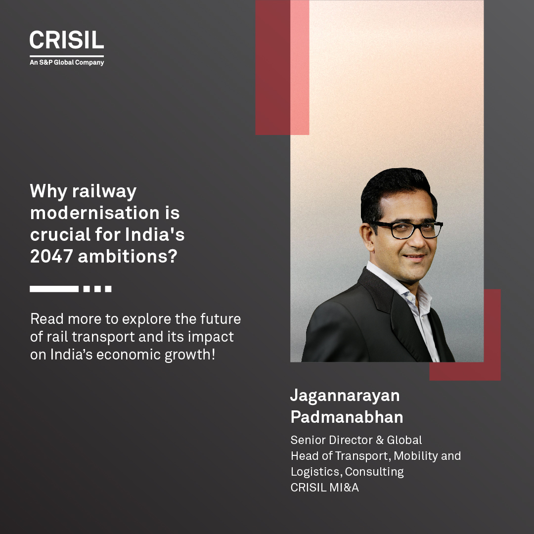 CrisilLimited's tweet image. India’s goal to become a developed nation by 2047 hinges on modernising our #railnetwork. 

Discover why #railwaymodernisation is crucial and the need for it to be fast-tracked in Jagannarayan Padmanabhan’s latest interaction with @InfraToday : tinyurl.com/TrainToGrowth