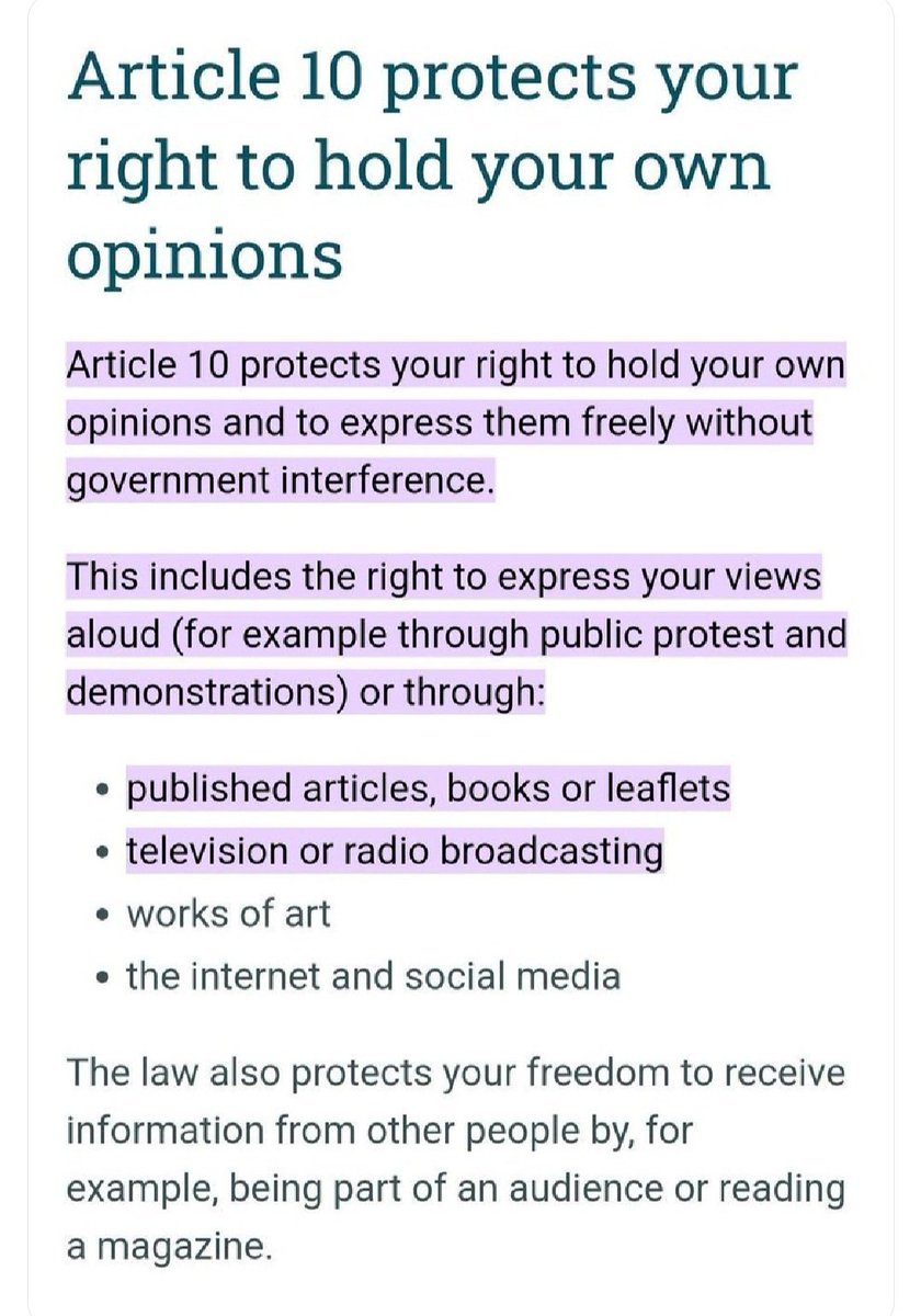 Article 10 of Human Rights Act 1998 - Freedom of Expression: