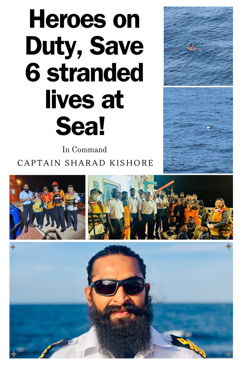 Psyailor's tweet photo. Humbled to share that I and my All-#Indian #crew saved 6 #shipwrecked #Indonesian lives #stranded for 4 days amidst rough #seas in a daring #rescuemission! 
#shipping @timesofindia @PMOIndia @IMOHQ @SandeepUnnithan @SushmaSwaraj @MEABharat @dna @IndianExpress https://t.co/SWjjqWT5u9