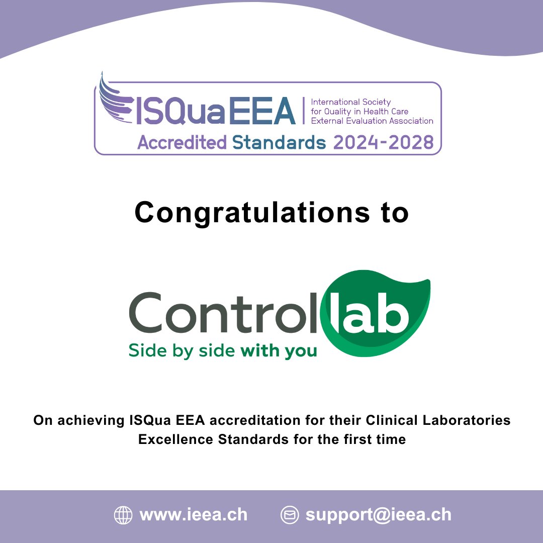 We are thrilled to announce that Controllab has secured ISQua EEA accreditation for their Clinical Laboratories Excellence Standards for the first time. Huge congratulations to the entire ControlLab team on this achievement 👏