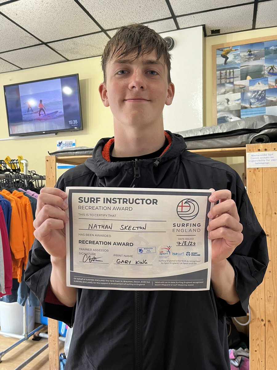 WoolacombeSurf's tweet photo. Well done to Nathan &amp; Amy who have recently completed their @surfingengland level 1 surf instructor awards with us at #WSC 👏👍👌🙌🌊🏄 #surfinstructor #getqualified #woolacombebay #surfschool #trainingcentre #surfinstructortraining #beachlifeguardtraining @RLSSUK #woolacombe https://t.co/XJVWApLgJ3